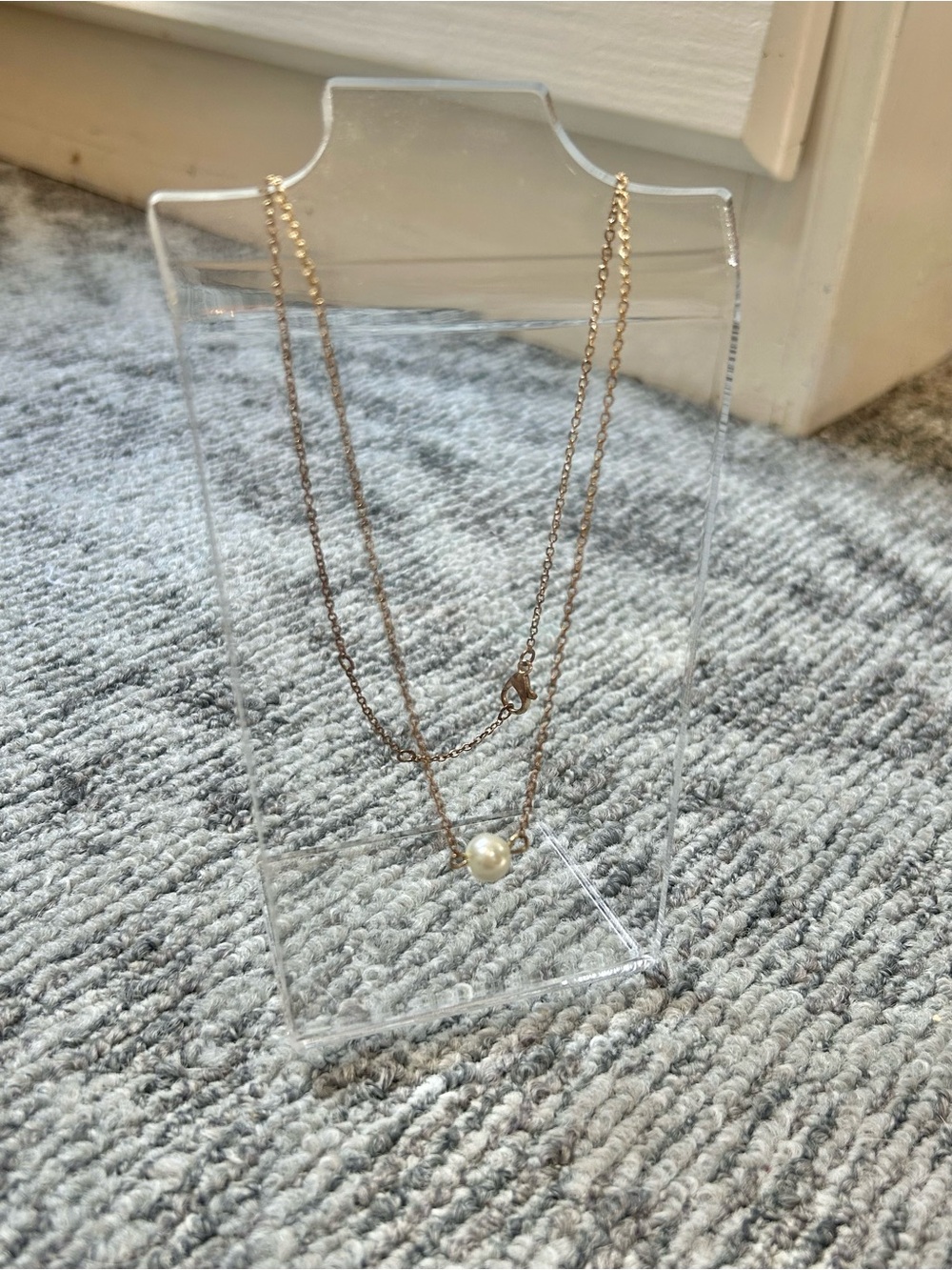Delicate Gold Chain Necklace with Pearl Pendant Center Adjustable✨